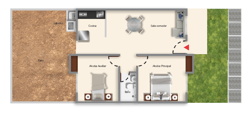 Planta casa de un piso El Prado Cereté