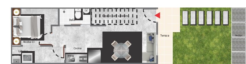 Planta casa de 2 pisos El Prado Cereté piso 01